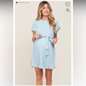 NWT PinkBlush Maternity Light Blue Front Tie Maternity Dress Sz L